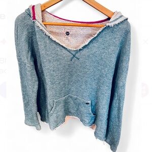 Roxy Teal Melted Away Distressed Sweatshirt Hoodie